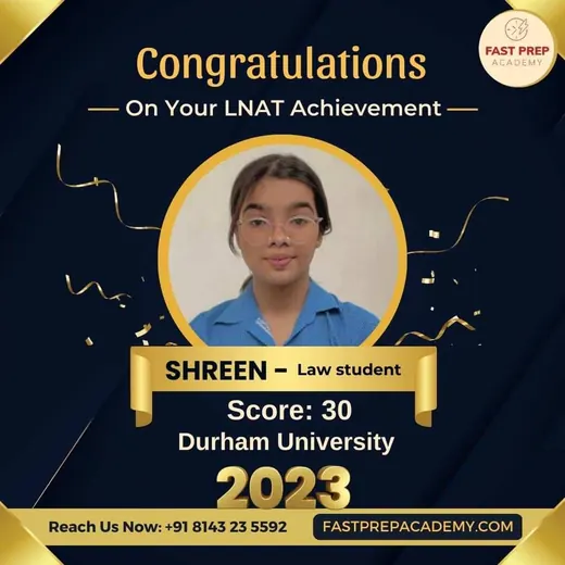 Shreen, LNAT score 30, Durham University, 2023